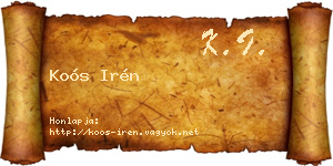 Koós Irén névjegykártya